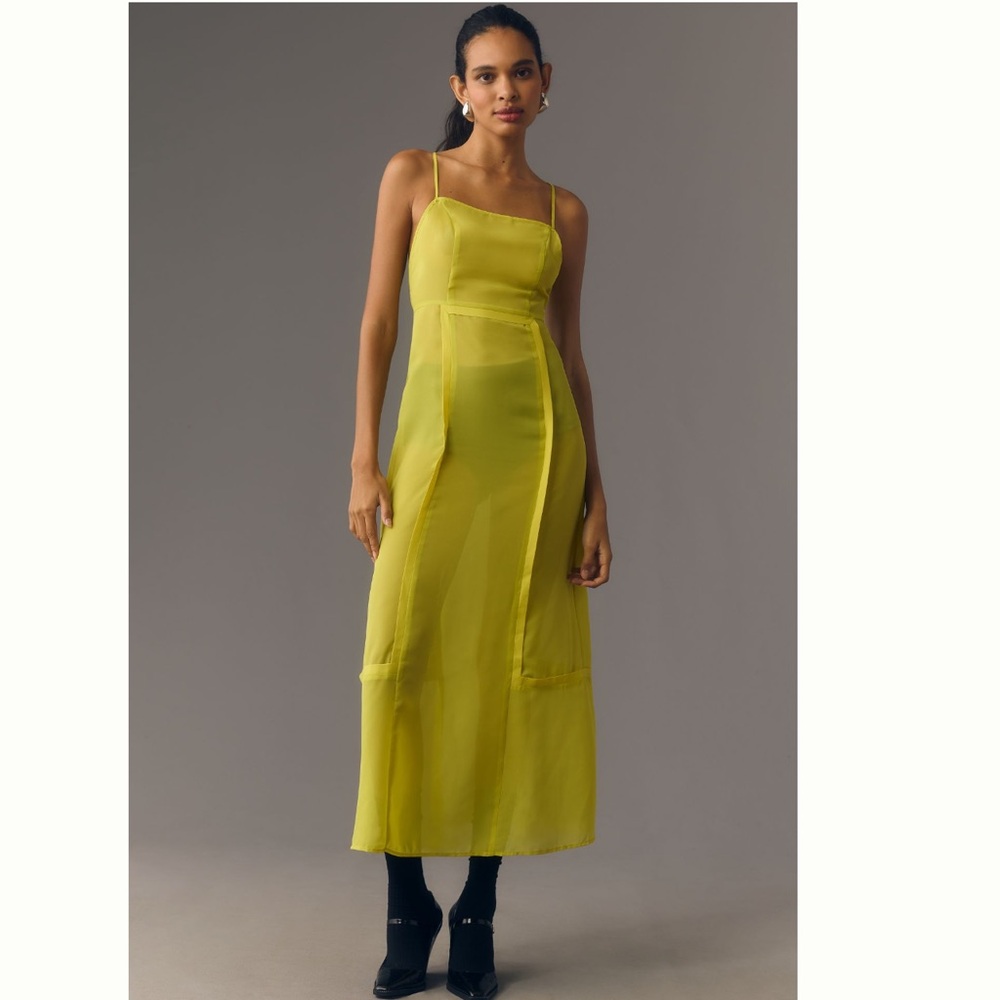 ANTHROPOLOGIE Super Cute Chartreuse NWT
SHEER PANELED MIDI DRESS - Picture 6 of 8